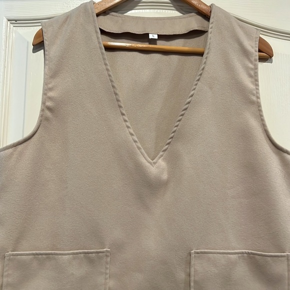 Tan Pinafore Dress - Picture 2 of 4
